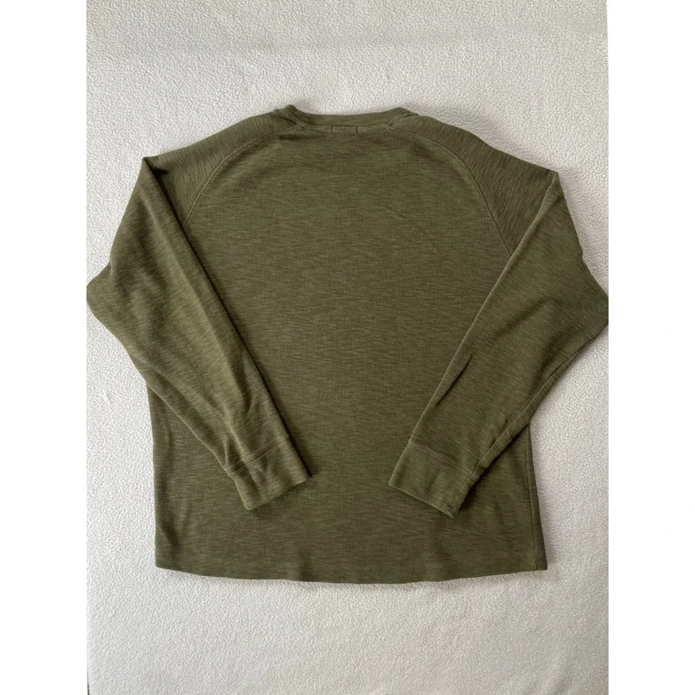 Banana Republic Mens Extra Large Sweatshirt Olive Green Slub Knit Raglan Sleeve